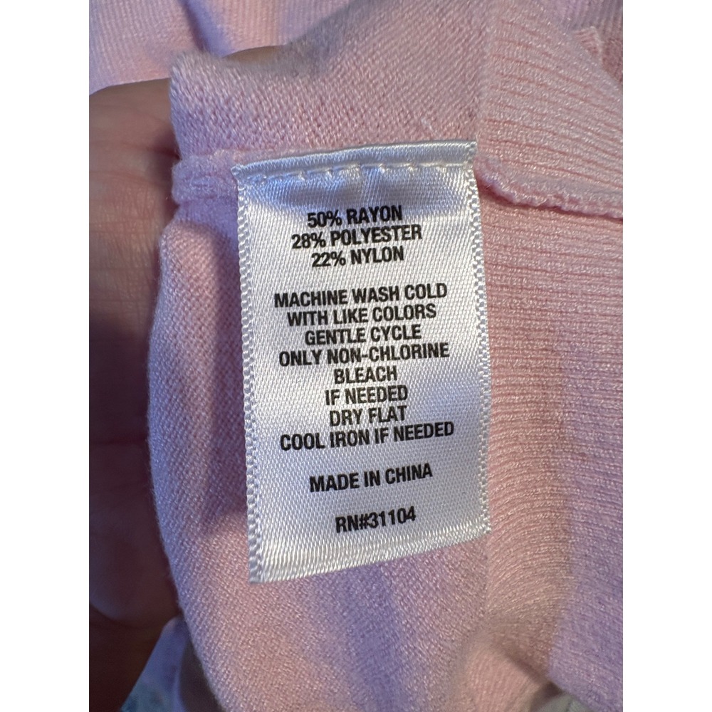Chaps Womens Light Pink Turtleneck Sweater Gold Button Cuff Knit Top Size M - Picture 3 of 8